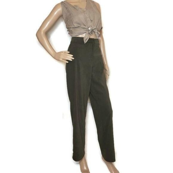 First Option vintage style Womens High-Waisted Trousers Size 6 Olive Green - Picture 1 of 8